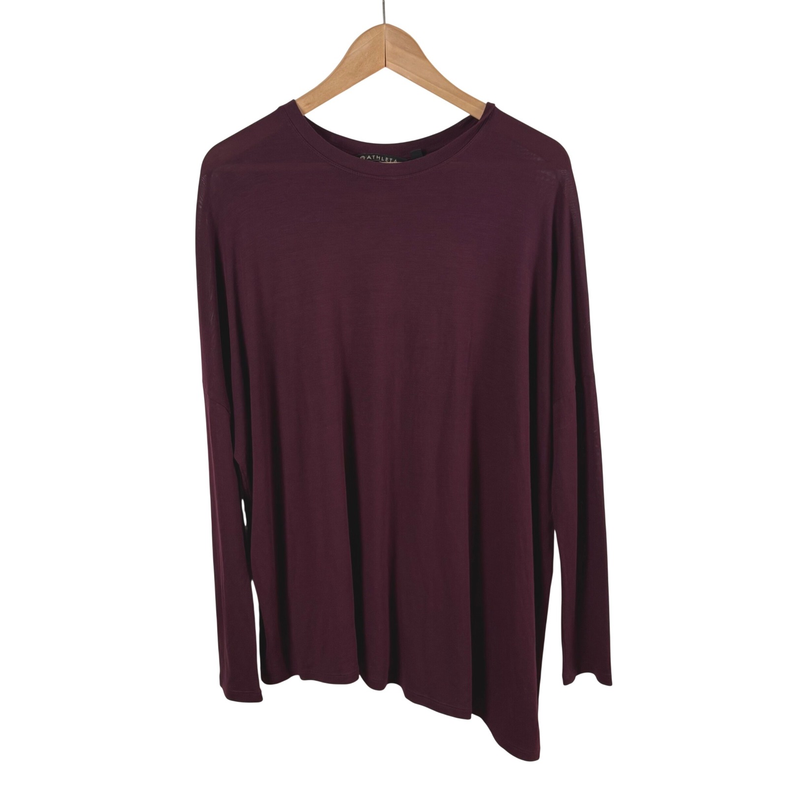 Athleta Cloudlight Burgundy Asymmetrical Hem Top Womens Xs Athleisure Loungewear